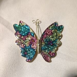 Multicolor Glitter Butterfly Brooch